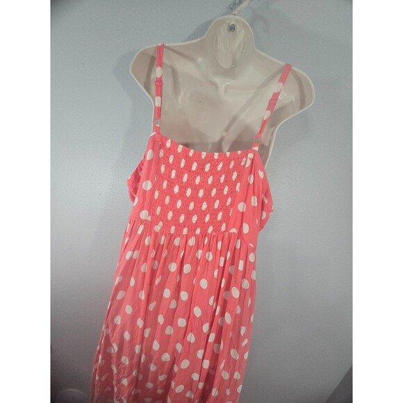 Torrid Midi Challis Sweetheart Dress Peach & White Polka Dot Swing Dress sz 2 BC - Picture 5 of 7